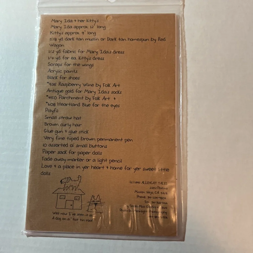 Vintage 1997 Alley at Tales Doll Patterns
